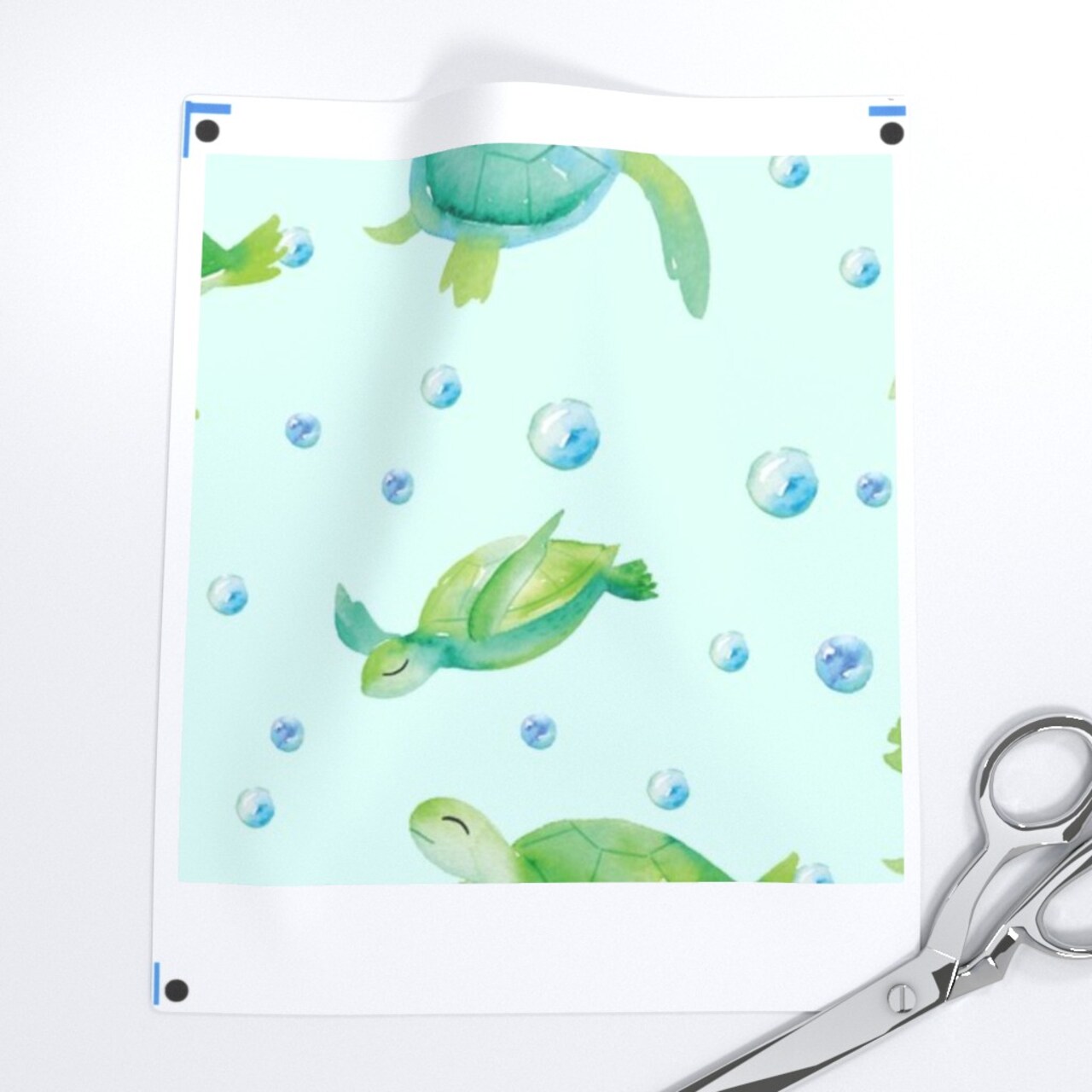 Ocean Turtles Green Blue Watercolor Turtle Nursery Bubbles Boy Girl Whimsical Custom Printed Fabric by Spoonflower Various Fabrics by the Yard or Fat Quarter
